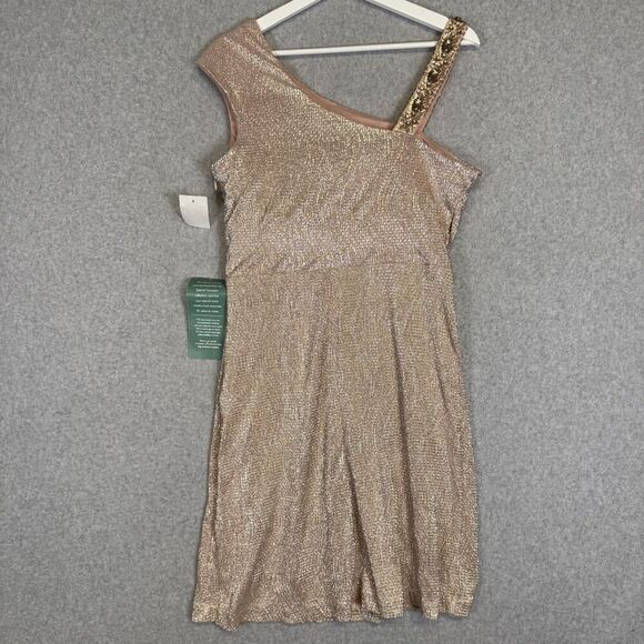 Vintage Jackie Jon Women's 14 Metallic Gold Embellished Evening Wear Mini Dress - Picture 8 of 9